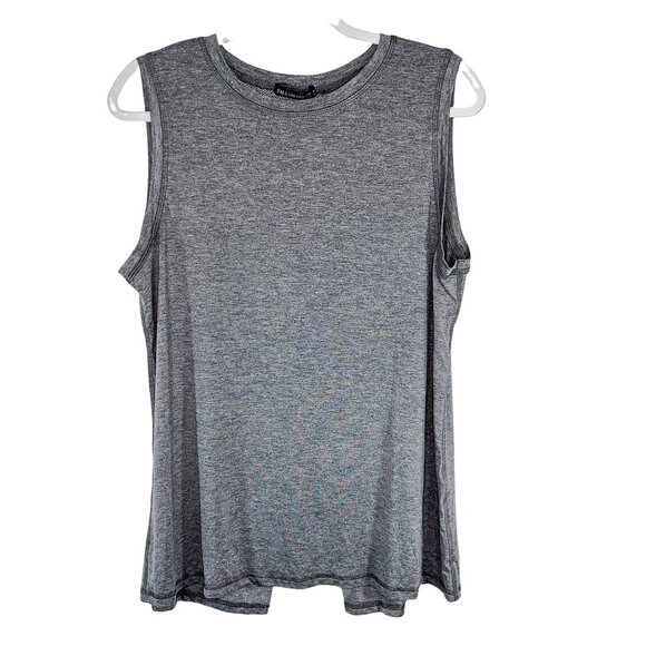 Tank Top XL Grey Womens NWT Stretch V Shaped Mesh Split Back‎ Size Extra Large - Picture 1 of 10